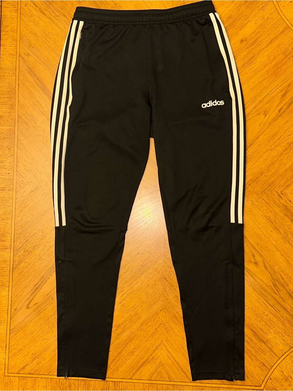 Adidas Climalite Pants Men's Size Medium Black Ankle Zip Pockets Gym Run